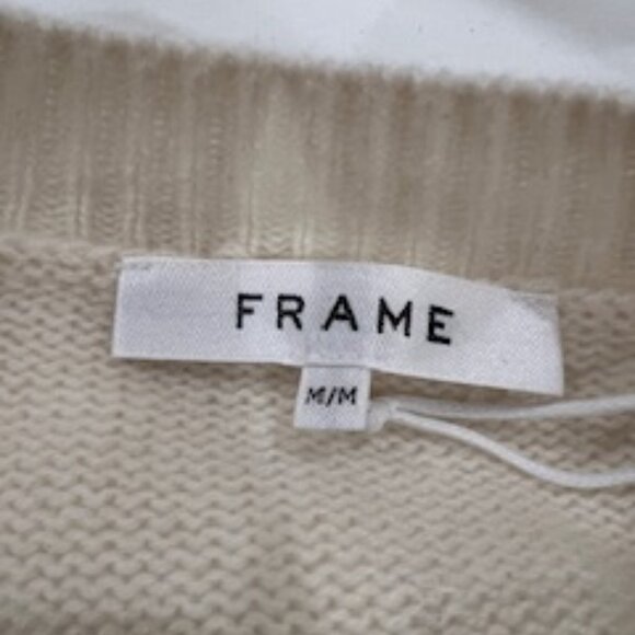 NWT Frame Pretty Breton Cream/Taupe Stripe Cardigan 100% Soft Cashmere Size M - Picture 4 of 10